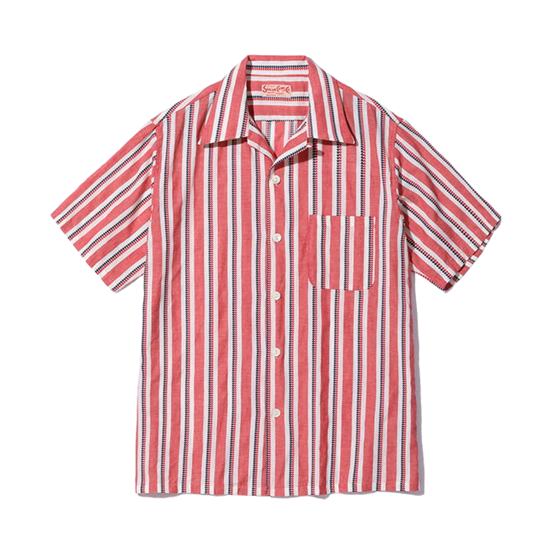 슈가 케인 하트 스트라이프 오픈 셔츠 레드(Sugar Cane Heart Stripe Open Shirt Red)