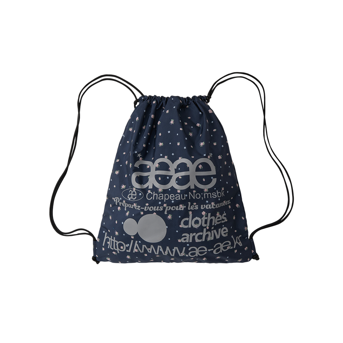 에이이에이이 웹 로고 플라워 짐 색 네이비(AEAE Web Logo Flower Gym Sack Navy)