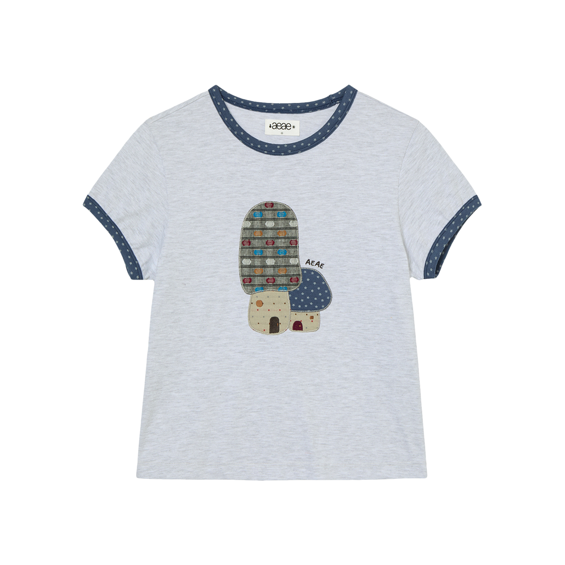 에이이에이이 머쉬룸 아플리케 티 라이트 그레이(AEAE Mushroom Applique Tee Light Grey)