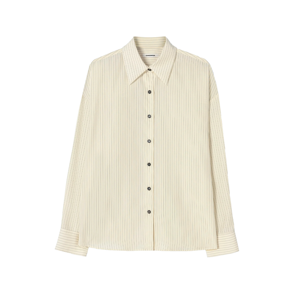 코데라 우먼 오버사이즈 펜슬 스트라이프 셔츠 크림 - 26SS(Cordera Women Oversized Pencil Striped Shirt Cream - 26SS)