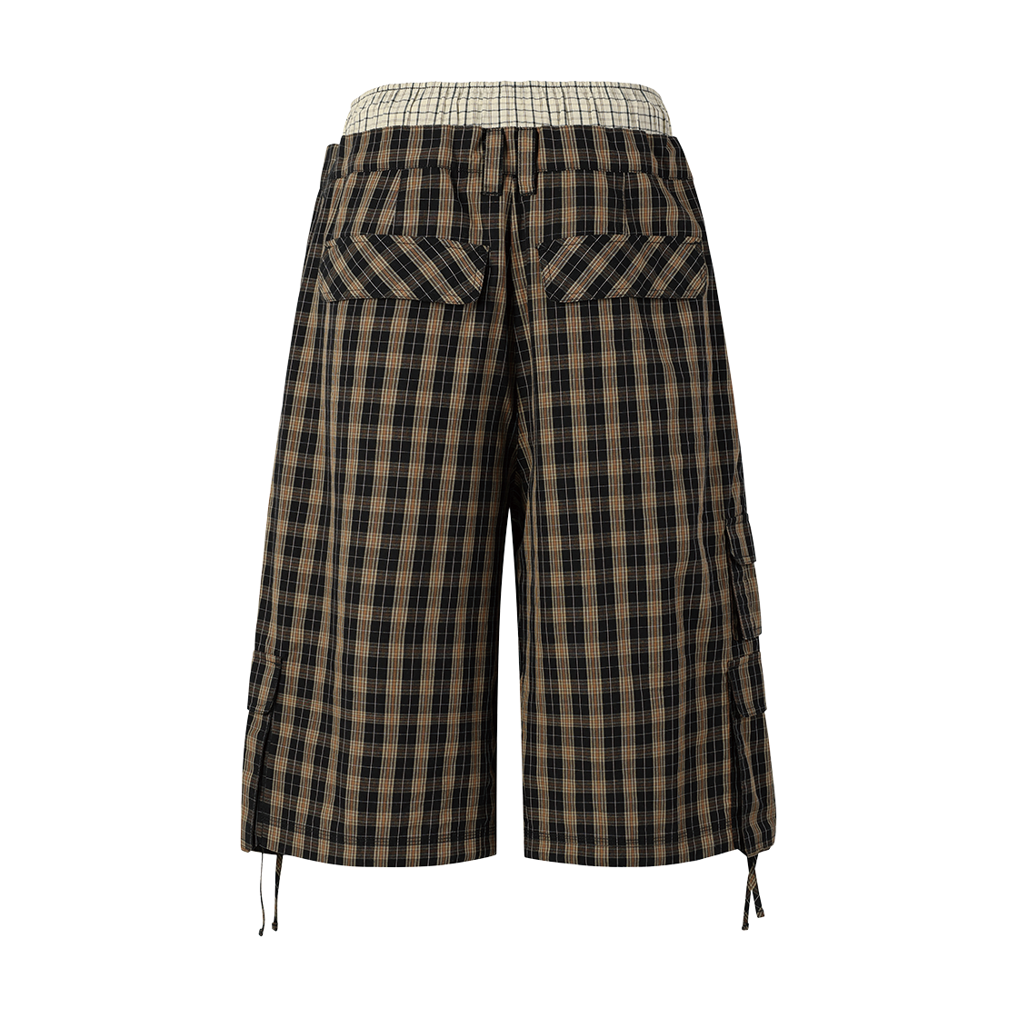 더바이닐하우스 레이어드 체크 카고 쇼츠 브라운(Thevinylhouse Layered Check Cargo Shorts Brown) - 3