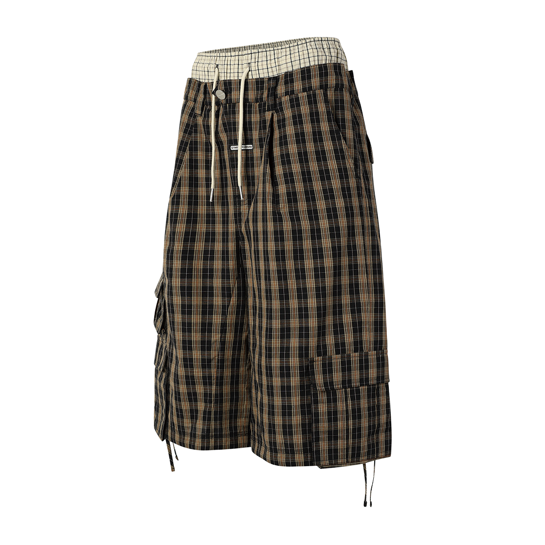 더바이닐하우스 레이어드 체크 카고 쇼츠 브라운(Thevinylhouse Layered Check Cargo Shorts Brown) - 2