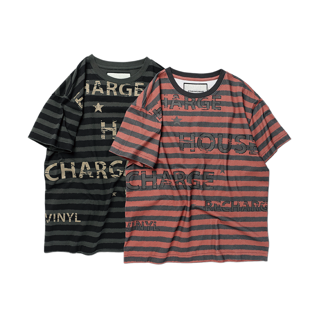 더바이닐하우스 블리드 스트라이프 티셔츠 블루(Thevinylhouse Bleed Stripe Tee Blue) - 5