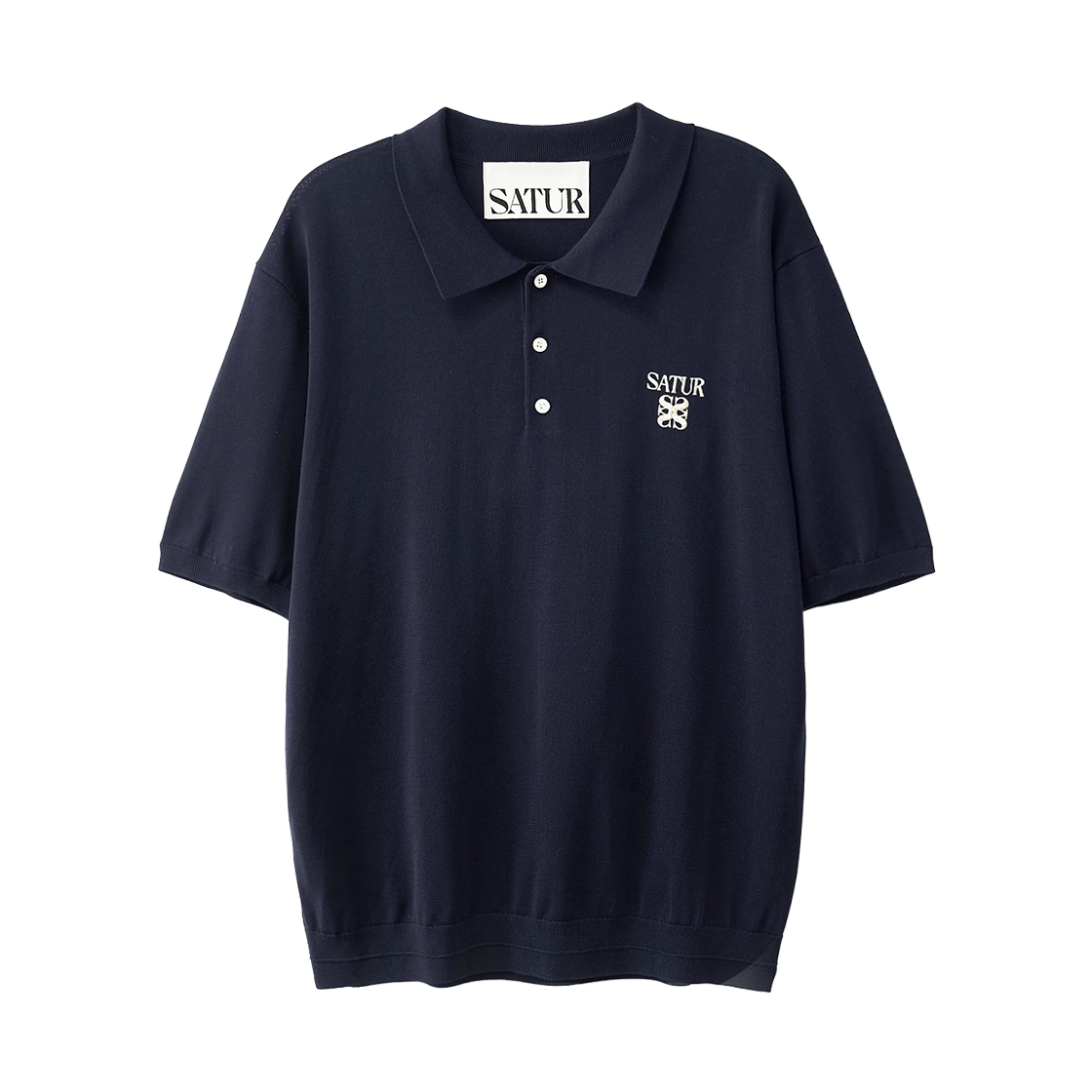 세터 클래식 칼라 하프 니트 네이비