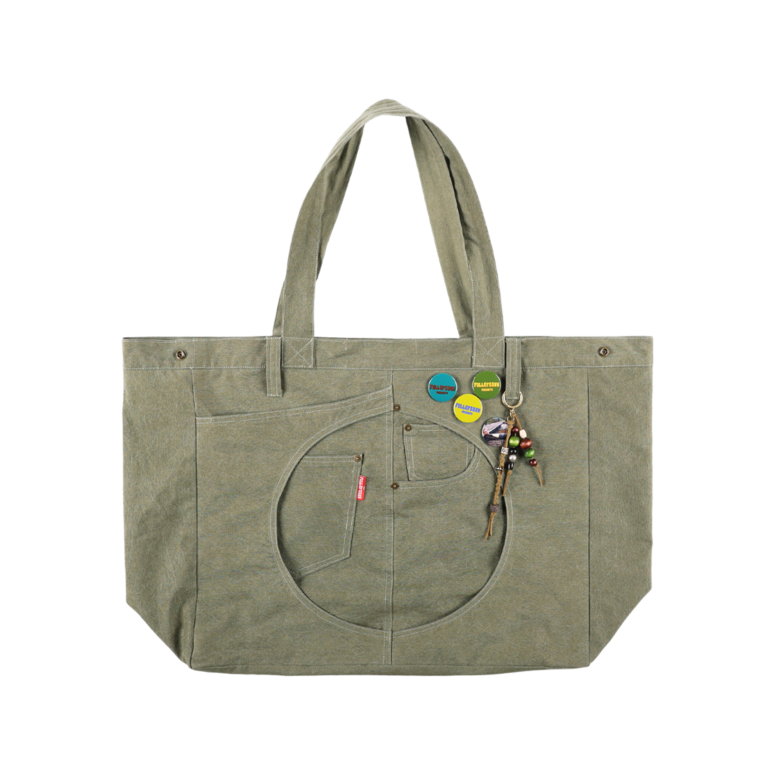 191260133 Full of Ssun Circle Canvas Tote Bag Vintage Khaki