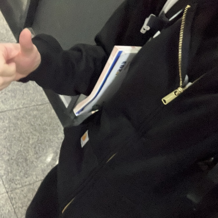 Carhartt Loose Fit Midweight Regular Full Zip Sweatshirt Black 착용 스타일