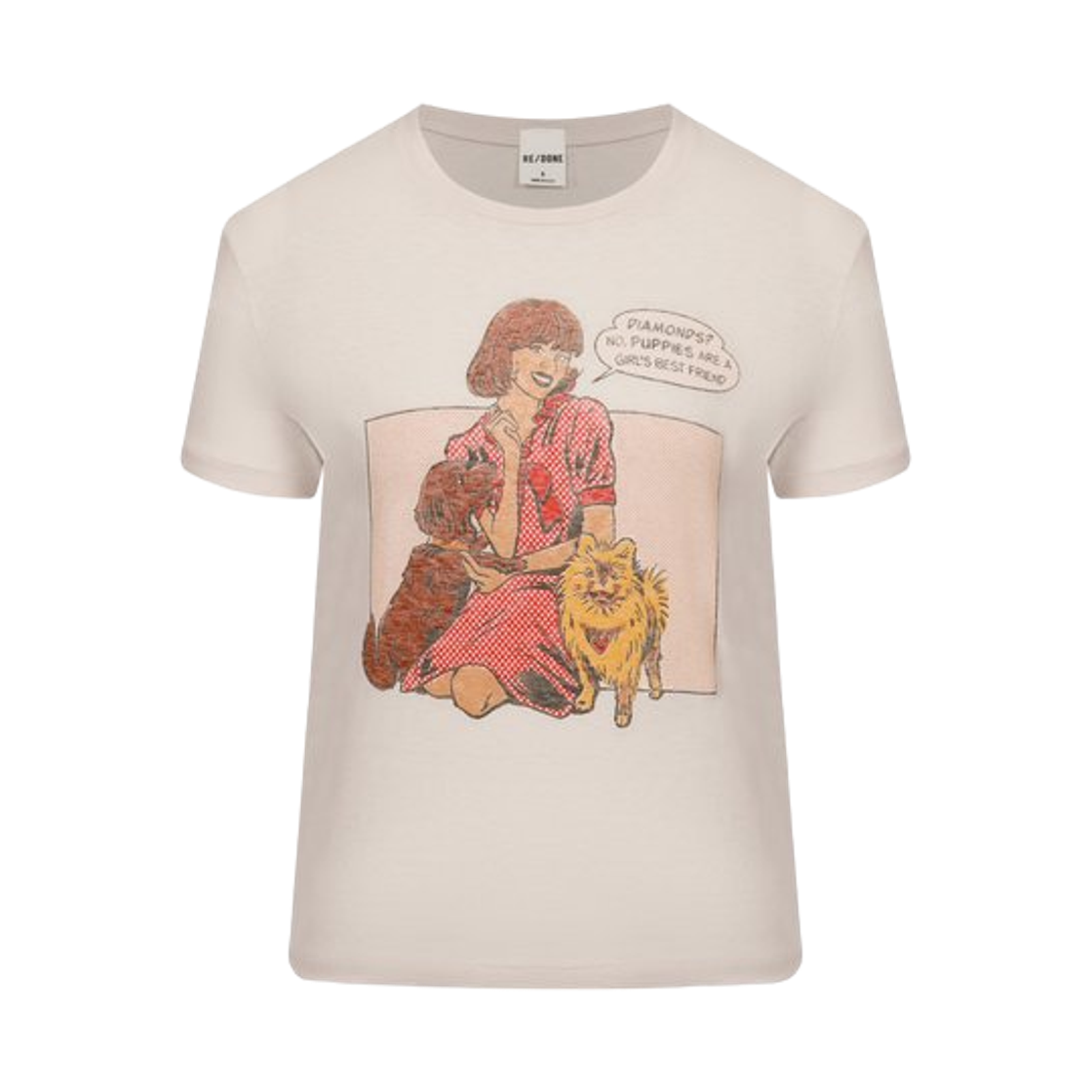 (W) 리던 50s 박시 퍼피 티셔츠 빈티지 화이트((W) Re/Done 50s Boxy Puppy T-Shirt Vintage White) - 1