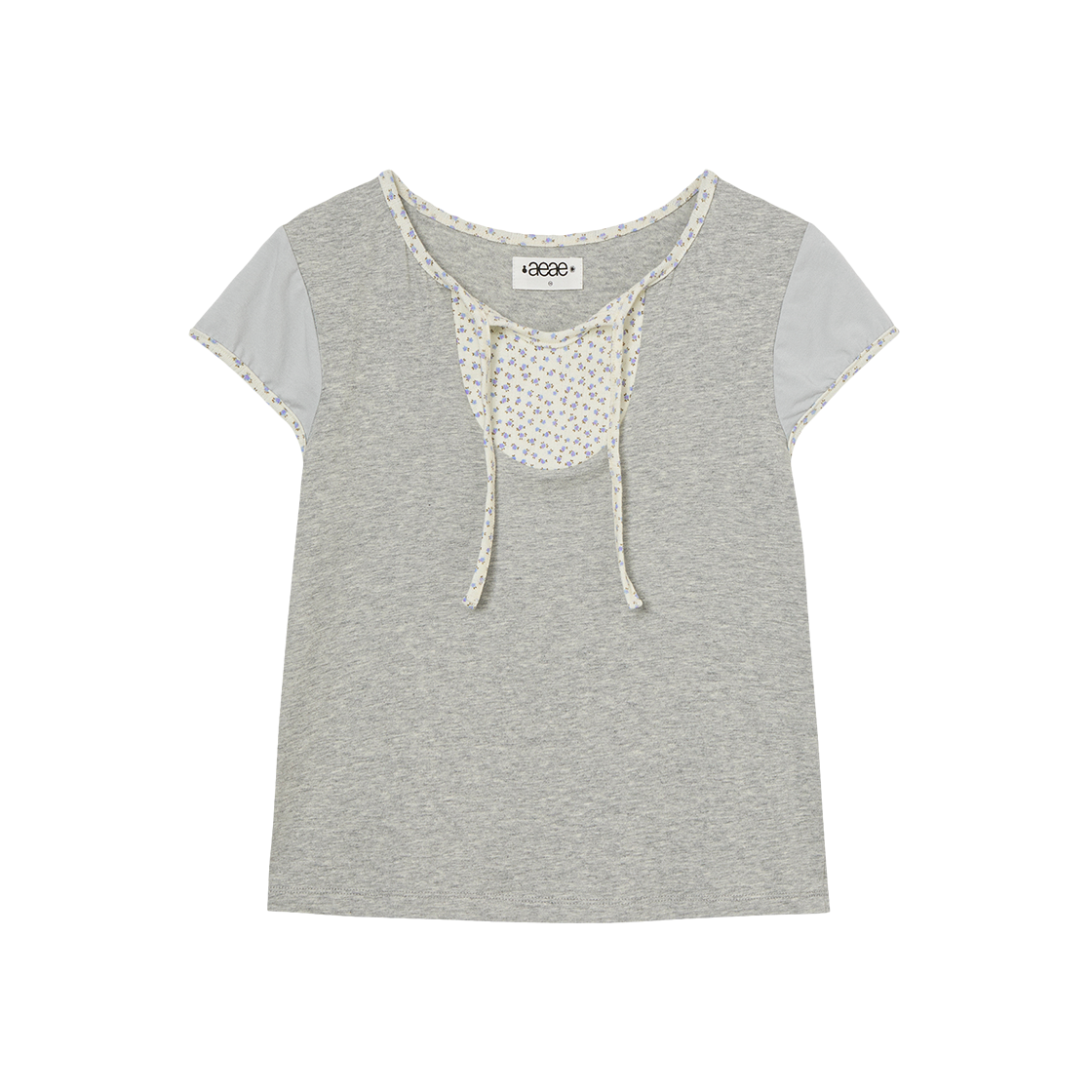 에이이에이이 플라워 블록 티 멜란지 그레이(AEAE Flower Block Tee Melange Grey)
