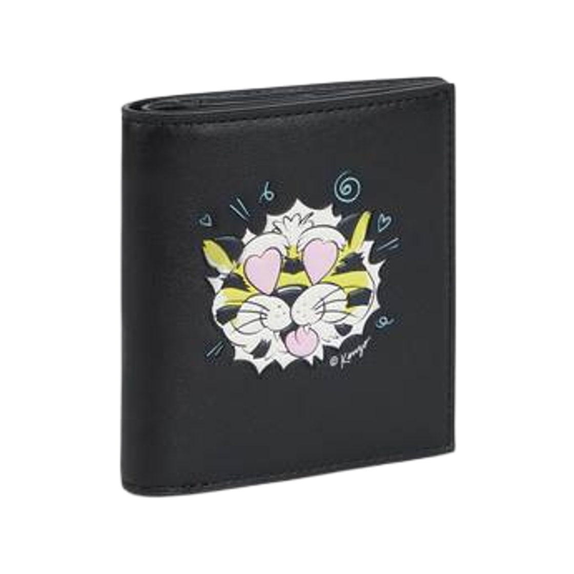 겐조 와일드 타이거 레더 미니 폴드 월렛 블랙(Kenzo Wild Tiger Leather Mini Fold Wallet Black)