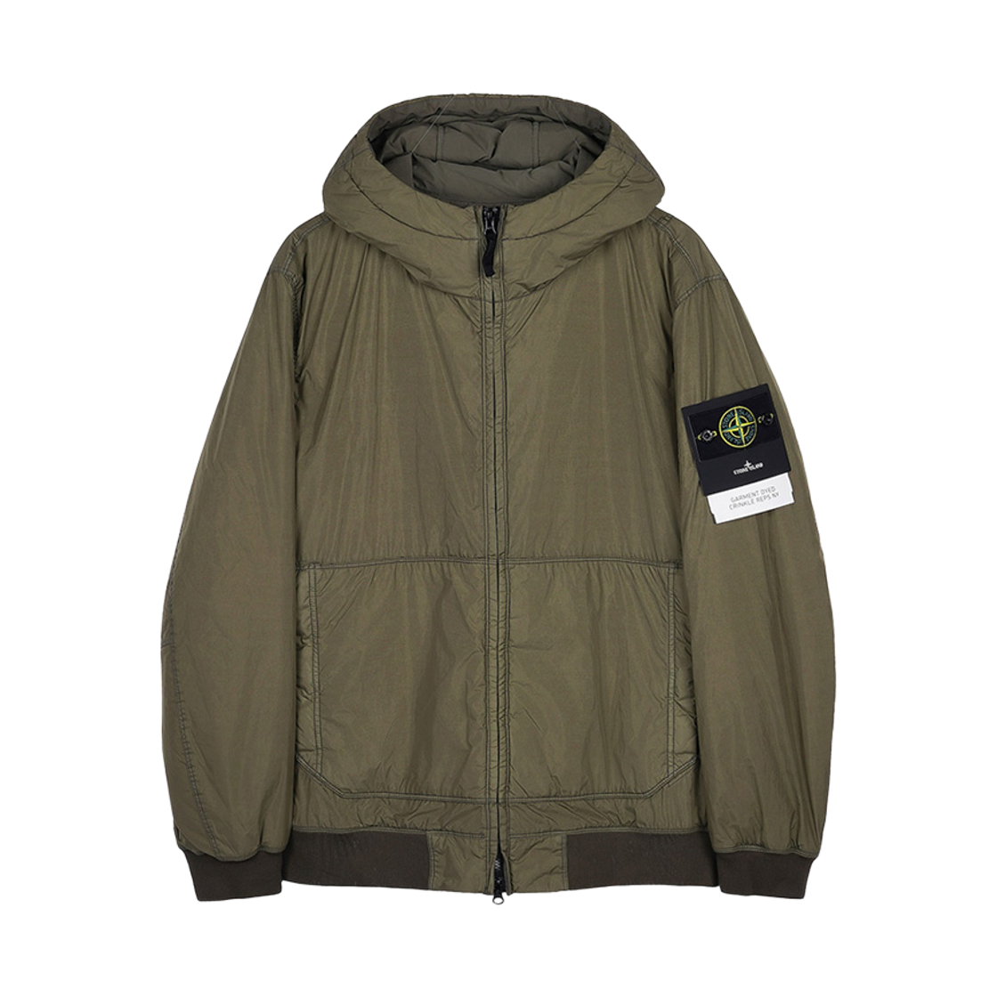 L1S1541001-10S0A23-V005G Stone Island 4100110 Crinkle Reps NY Hooded Jacket with Wind Resistance and Anti Drop Military Green - 26SS