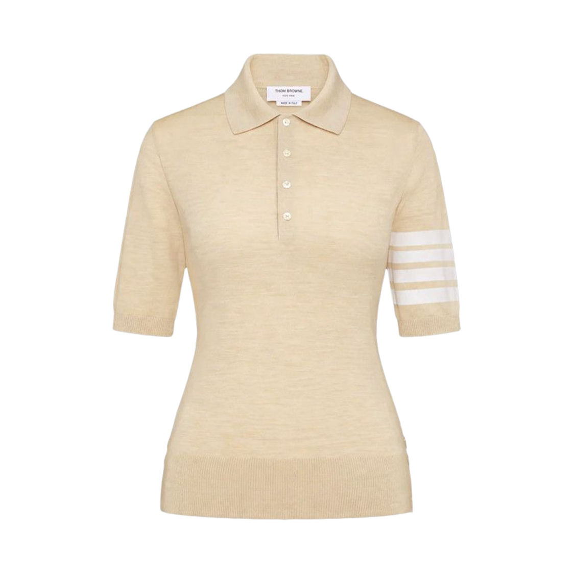 FKP053A-Y1014-260 (W) Thom Browne Virgin Wool Polo Shirt Beige