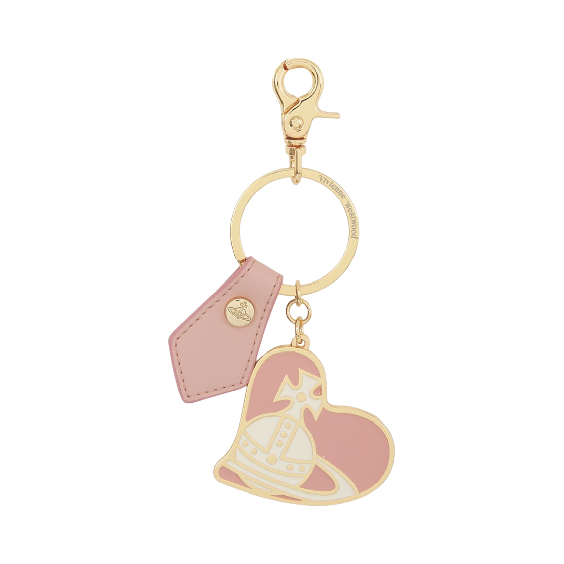 8203012UU-OM002H-G405 Vivienne Westwood Orb Logo Heart Keyring Pink