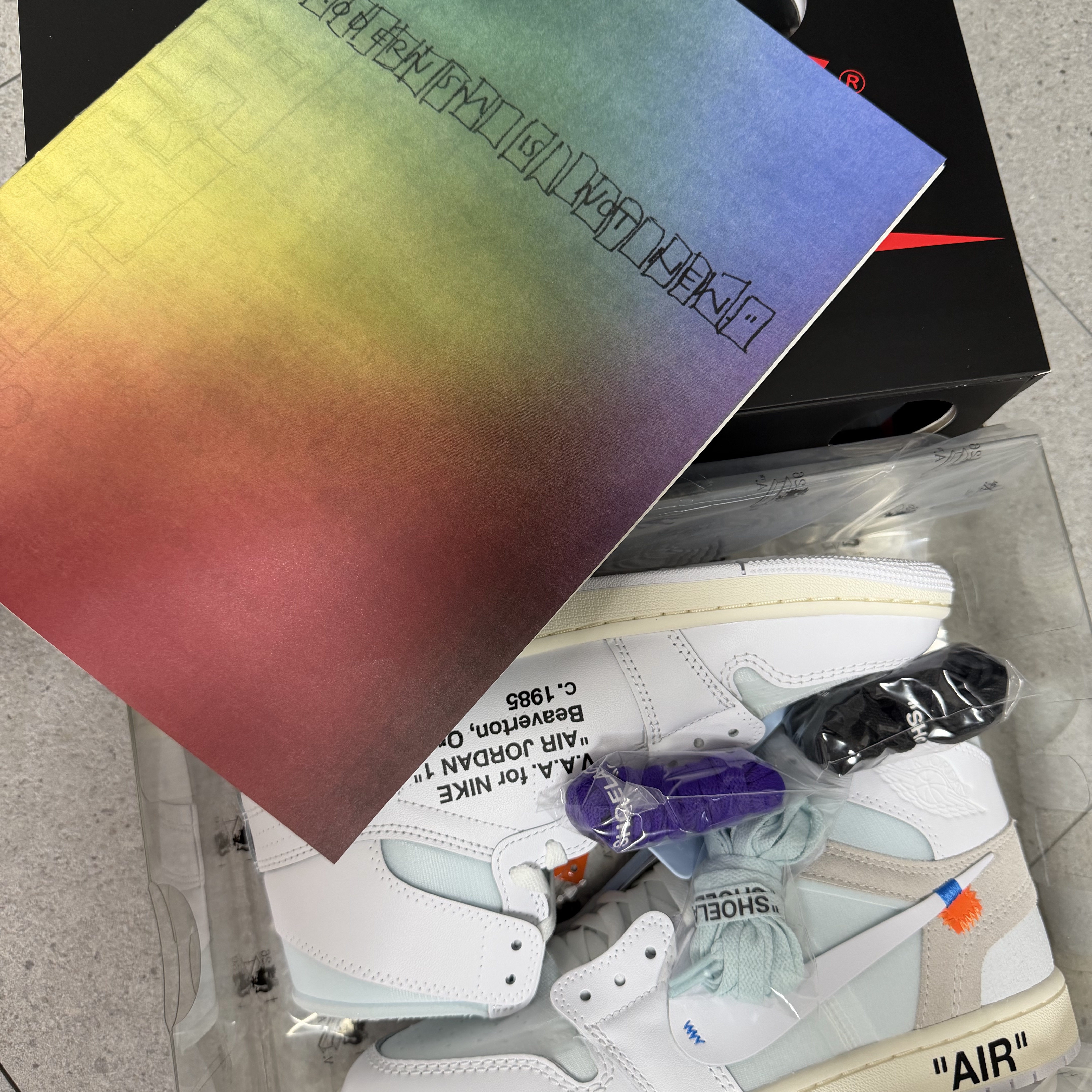 Jordan 1 x Virgil Abloh Archive Retro High Alaska White 착용 스타일 - 4