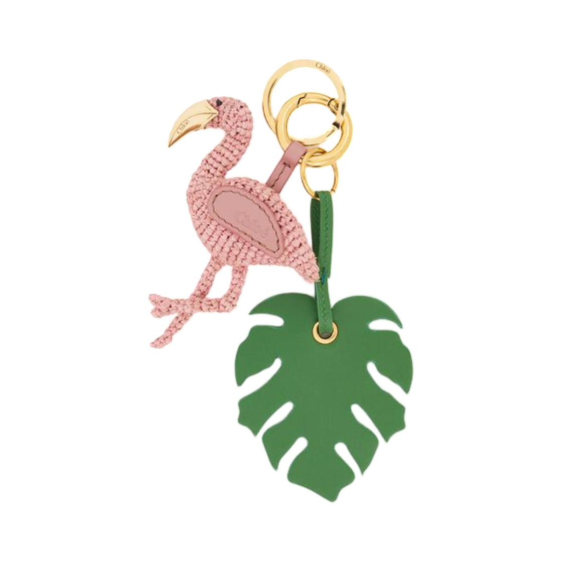 끌로에 심볼즈 플라밍고 키링 백 참 라피아 앤 레더 발레 핑크(Chloe Symbols Flamingo Keyring Bag Charm in Raffia and Leather Ballet Pink)