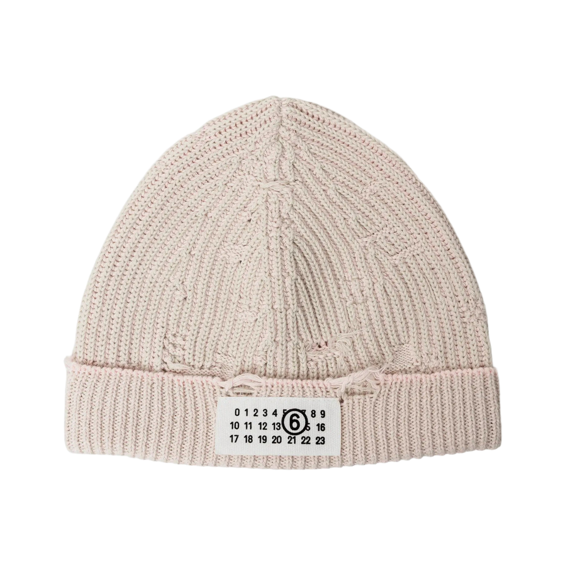 S52TB0011M13214962 MM6 Maison Margiela Amended Optical Rib Beanie Light Grey Rose