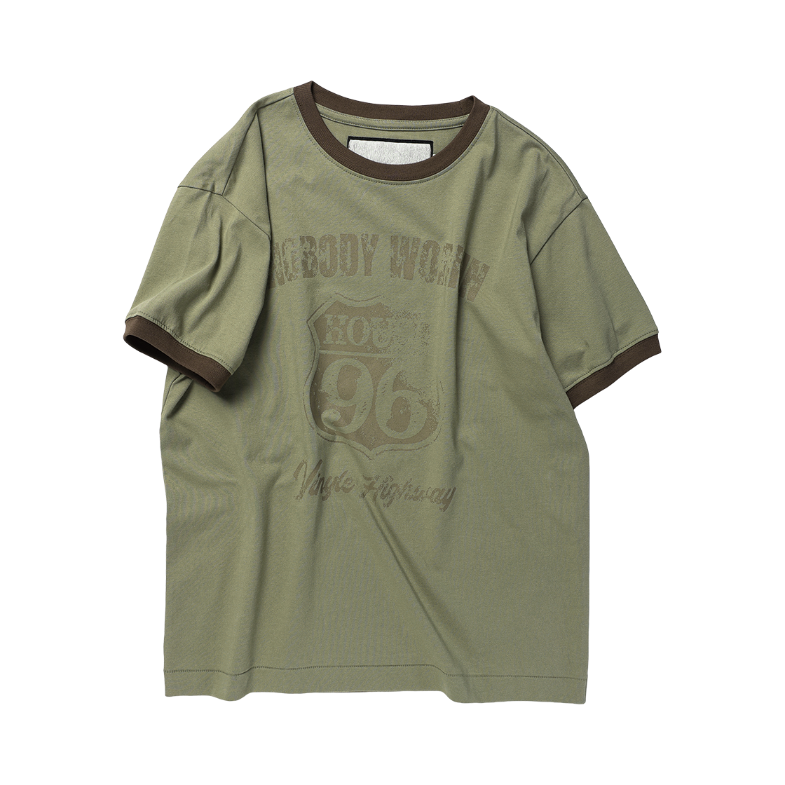 더바이닐하우스 노바디 워크 링거 티셔츠 올리브(Thevinylhouse Nobody Work Ringer Tee Olive) - 3