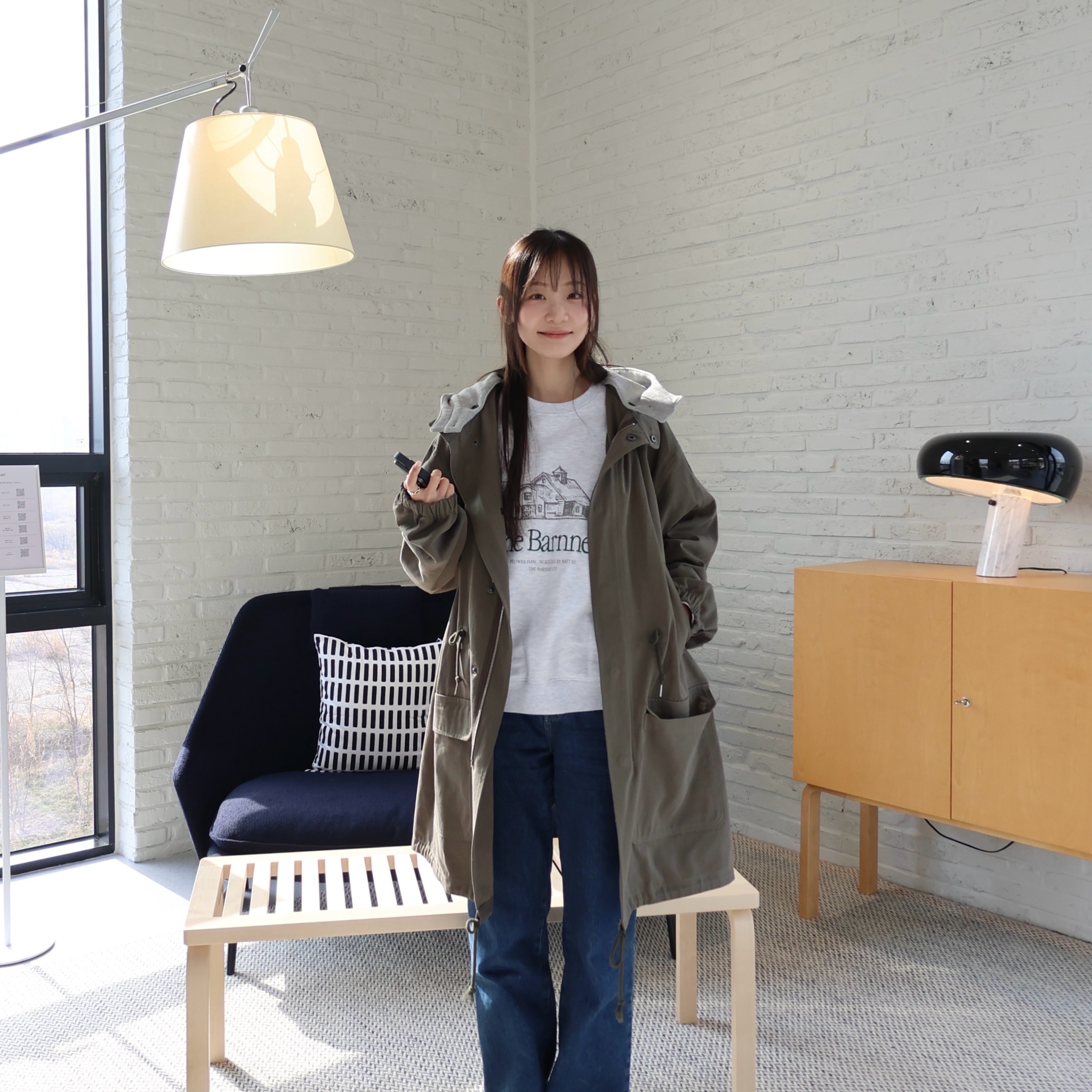 SLOW RECORD HOUSE Vintage Washed Military Jacket Khaki 착용 스타일 - 5