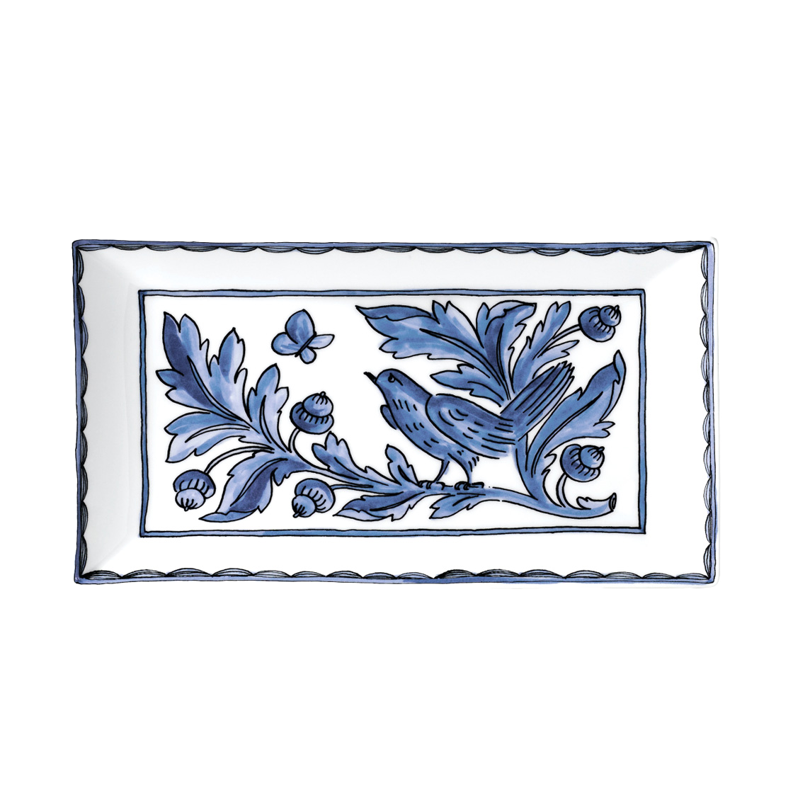 417 TWIG NEWYORK Blue bird rectangle dish