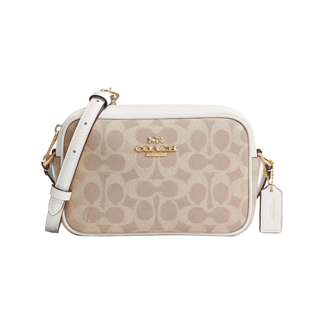 코치 시그니처 캔버스 미니 제이미 카메라백 이미테이션 골드 샌드(Coach Mini Jamie Camera Bag in Signature Canvas Imitation Gold Sand)