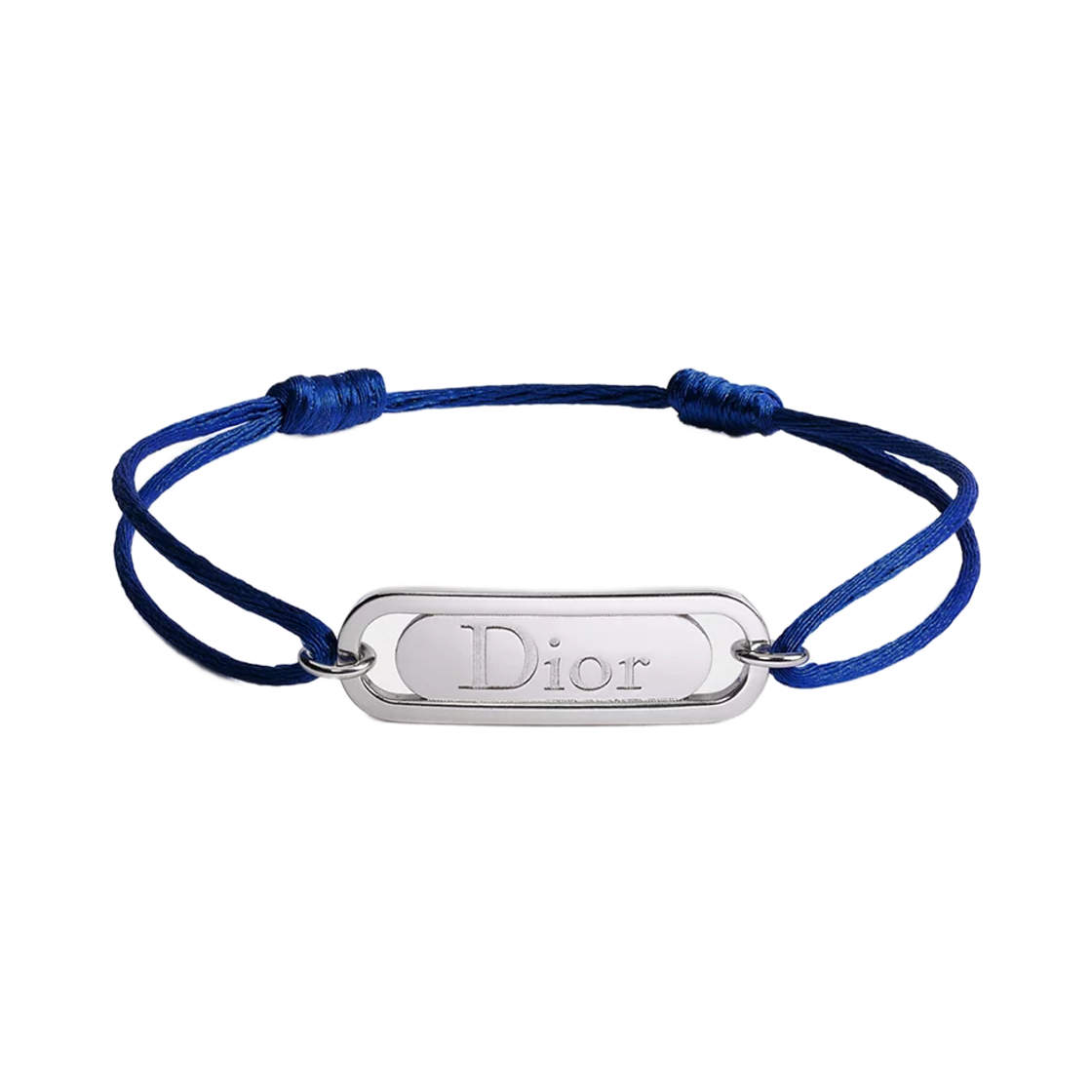 B3371HOMMT-D014 Dior Link Bracelet Cord & Silver Finish Brass Navy Blue
