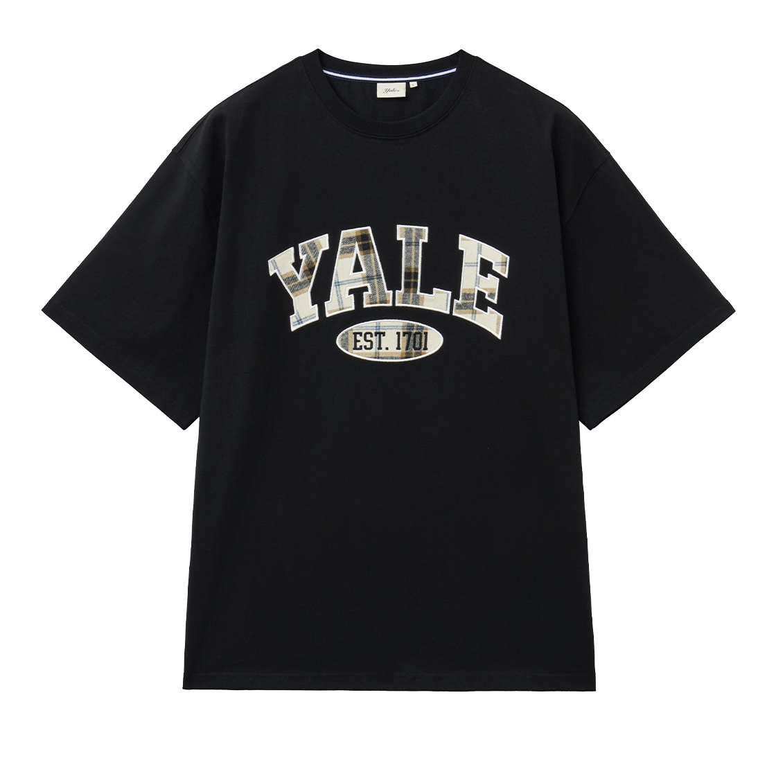 예일 체크 투톤아치 티셔츠_블랙(Yale Check Two-Tone Arch T-Shirt_Black)