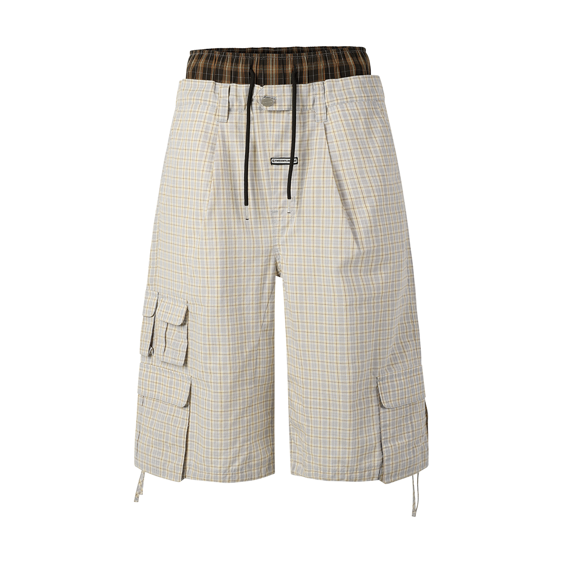 더바이닐하우스 레이어드 체크 카고 쇼츠 크림(Thevinylhouse Layered Check Cargo Shorts Cream)