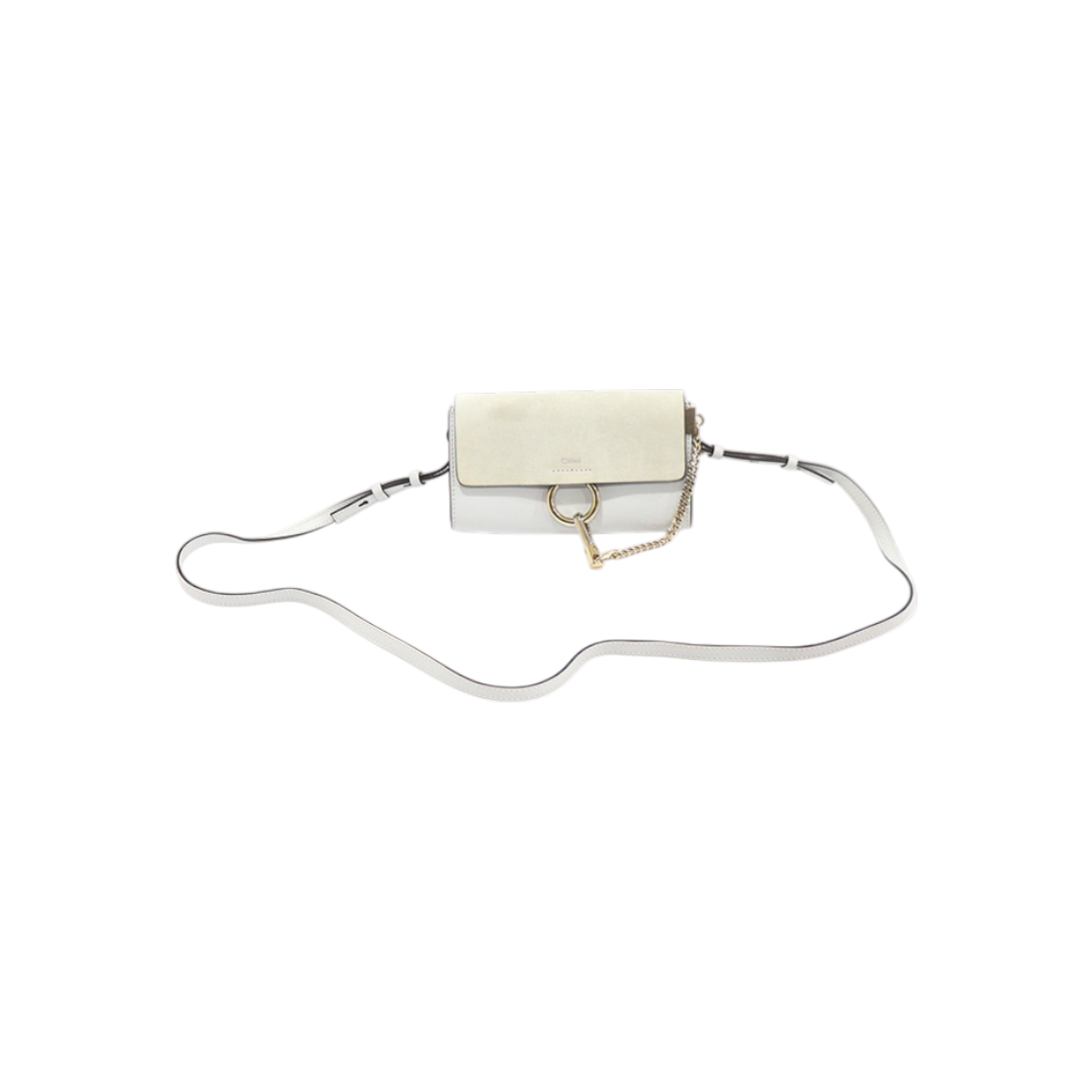 ITKQJDTIKF8G Chloe Faye Mini Crossbody Wallet in Blue Grey Suede Calfskin
