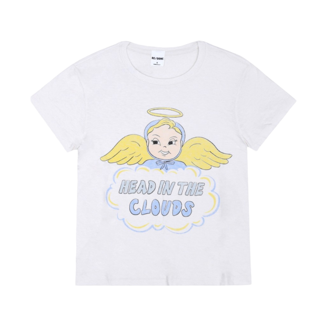 (W) 리던 50s 박시 클라우즈 티셔츠 빈티지 화이트((W) Re/Done 50s Boxy Clouds T-Shirt Vintage White) - 1