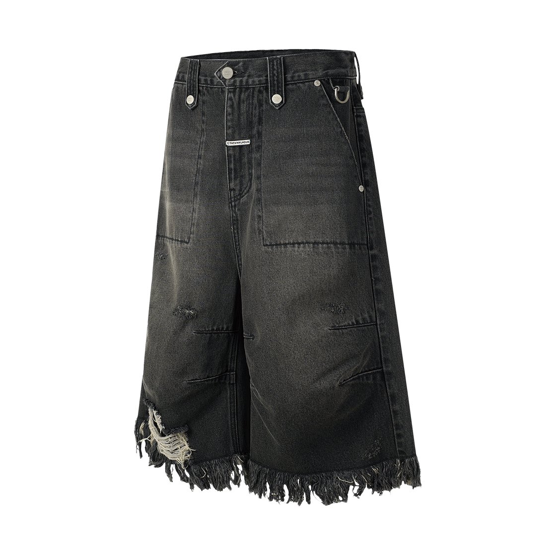 더바이닐하우스 디스트로이드 데님 쇼츠 블랙(Thevinylhouse Destroyed Denim Shorts Black) - 2