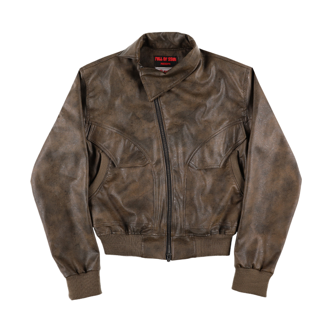 풀오브썬 언밸런스 레더 자켓 브라운(Full of Ssun Unbalance Leather Jacket Brown)