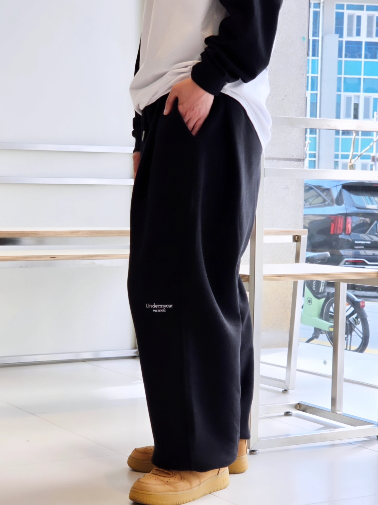 Undermycar Mu.03 Anti Fxxking Logo Play Oversized Sweat Jogger Black, pagesiisii Purple Chrome Siisii Stars Print Overfit Long Sleeve Black 착용 스타일 - 6