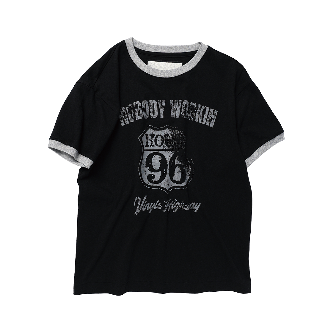 더바이닐하우스 노바디 워크 링거 티셔츠 블랙(Thevinylhouse Nobody Work Ringer Tee Black) - 3