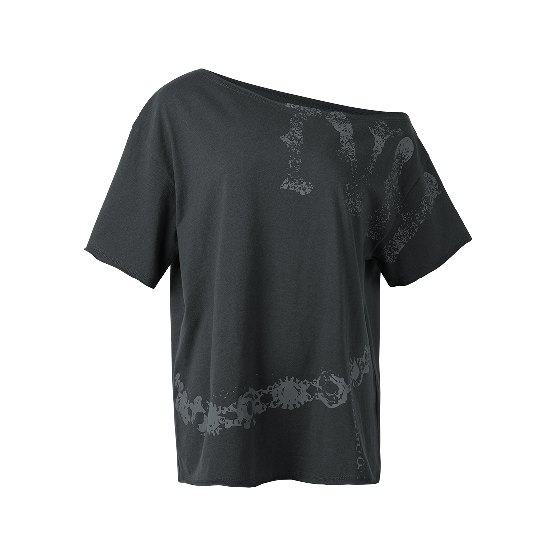 더바이닐하우스 컷오프 루즈 체인 티셔츠 차콜(Thevinylhouse Cut-Off Loose Chain Tee (W) Charcoal)