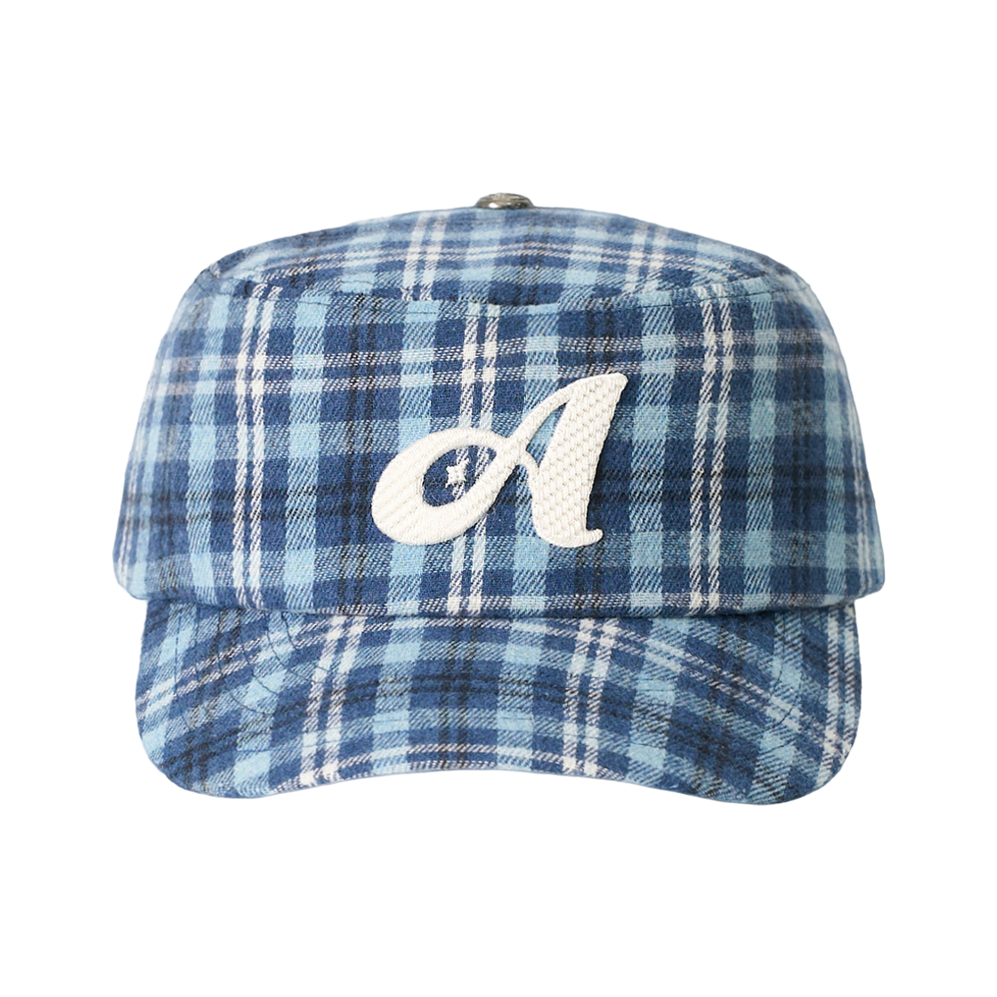 올인컴플리트 A 로고 체크 필박스 캡 블루 체크(Allincomplete A Logo Check Pillbox Cap Blue Check)