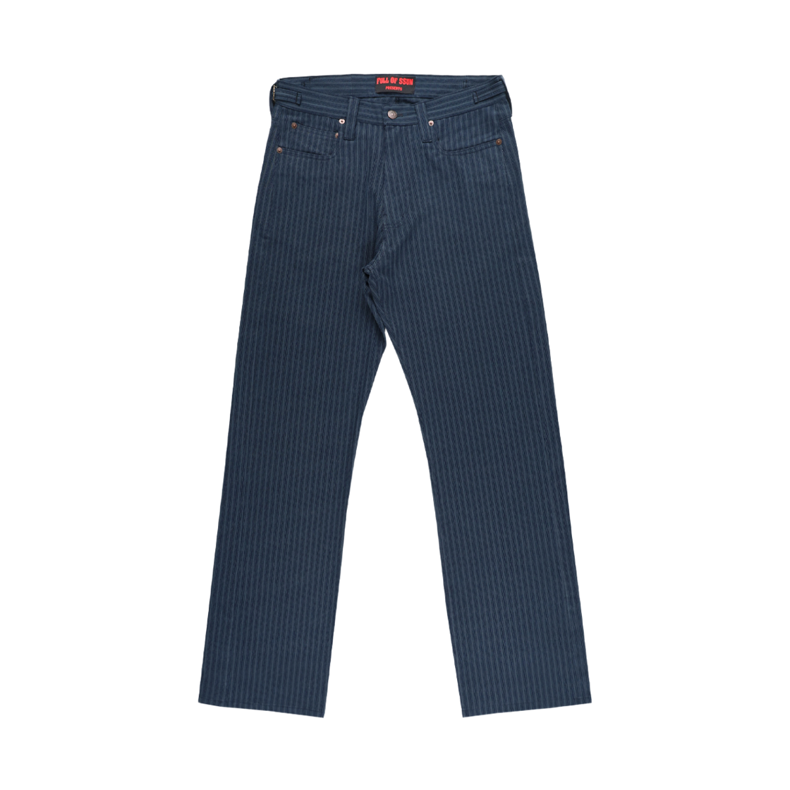 191260121 Full of Ssun Stripe Straight Pants Navy