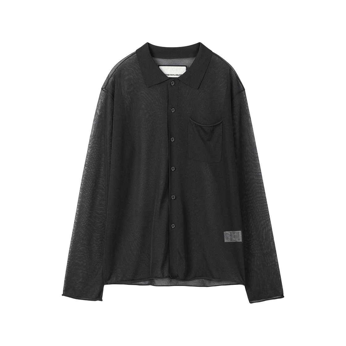 더바이닐하우스 시어 카라 가디건 차콜(Thevinylhouse Sheer Collar Cardigan Charcoal)