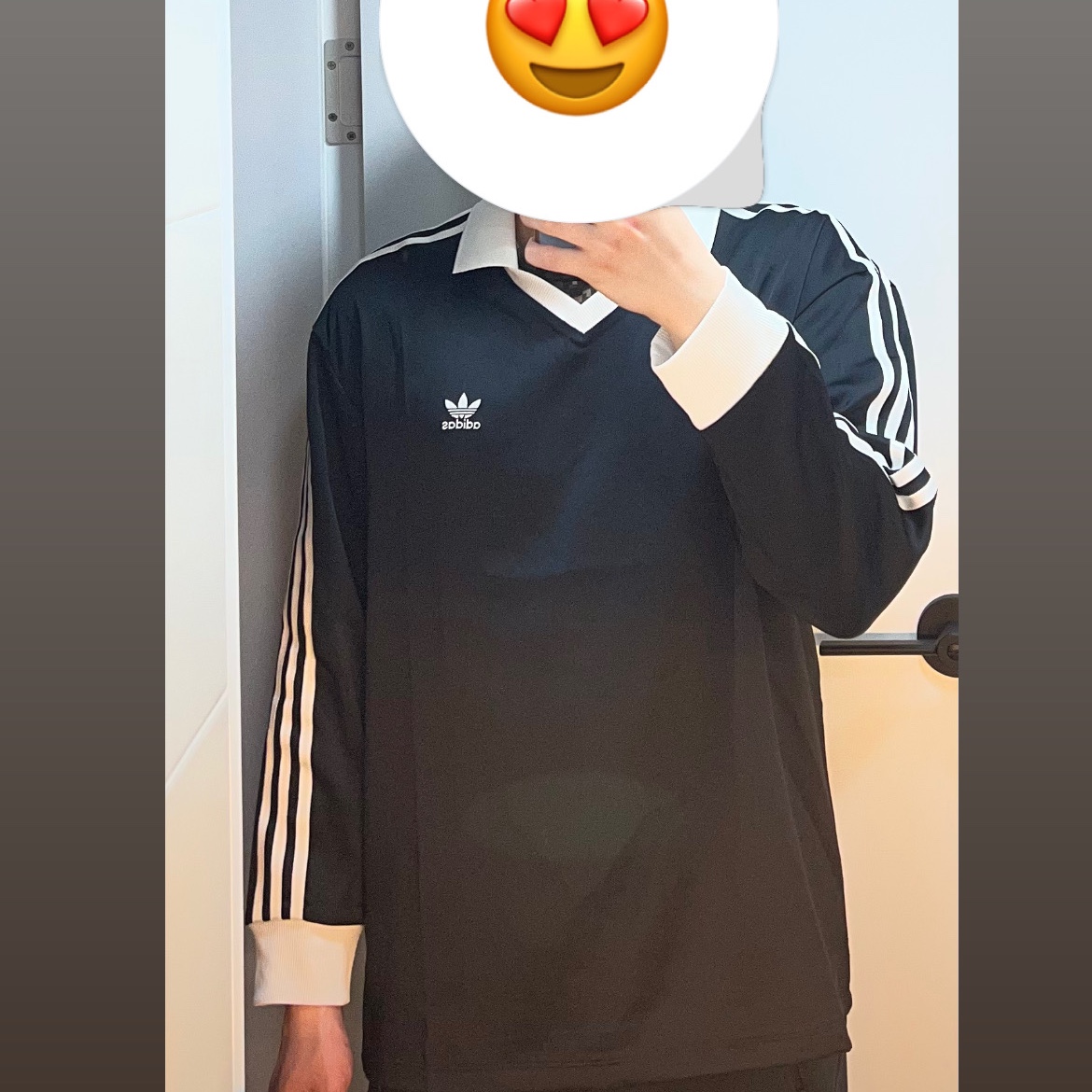 (W) Adidas 3-Stripes Satin Long Sleeve T-Shirt Black - KR Sizing 착용 스타일