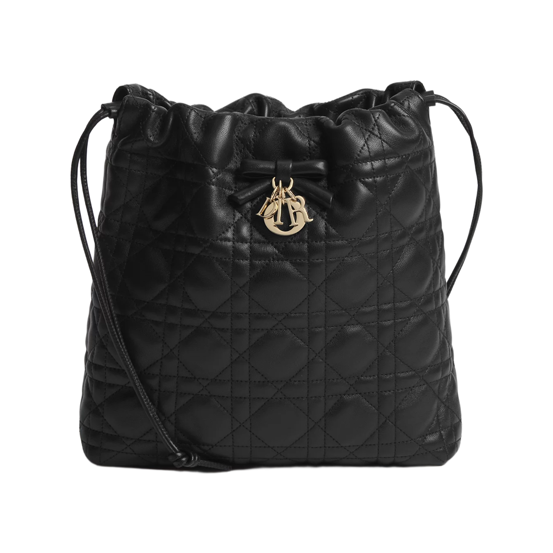 S2611OUQA-M900 Dior Adiorable Mini Bucket Bag Cannage Lambskin Black