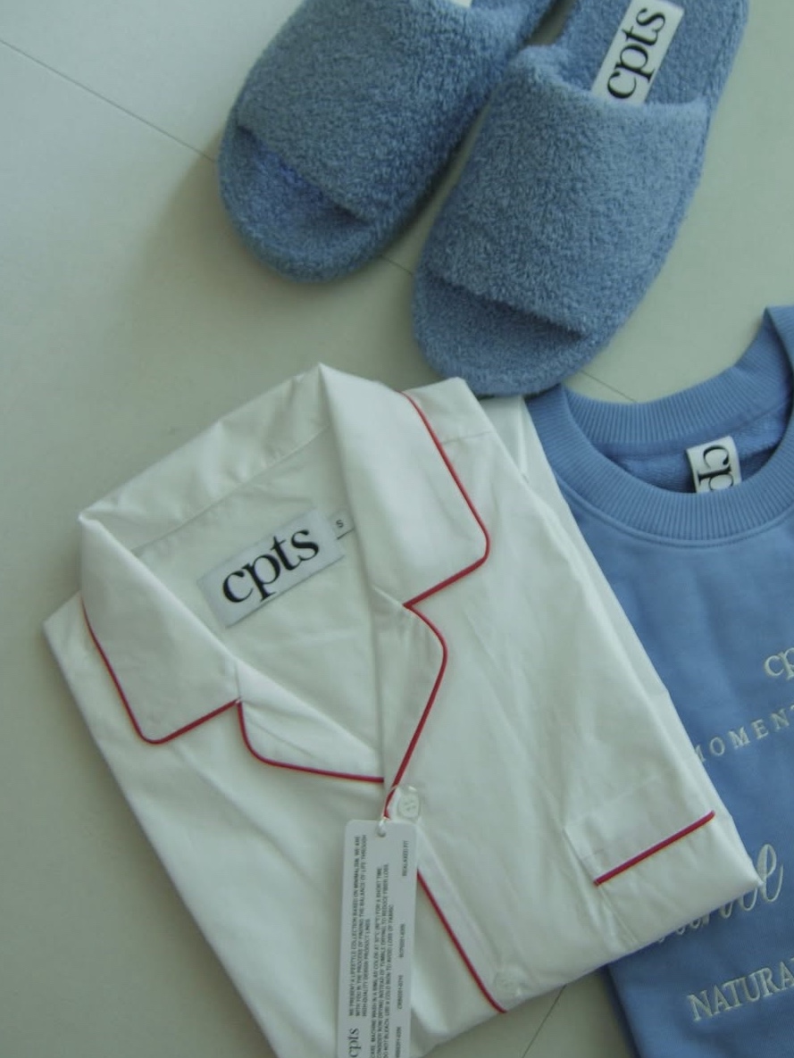 CPTS SILKET SHORT SLEEVED PAJAMAS BRIGHT WHITE 착용 스타일