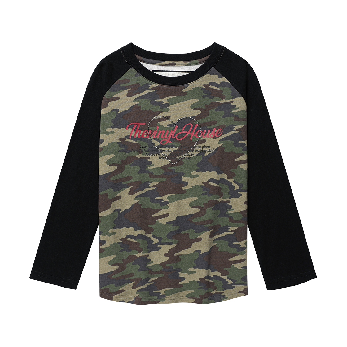 더바이닐하우스 러브 래글런 롱슬리브 티셔츠 카모(Thevinylhouse Love Raglan Ls Tee (W) Camo)