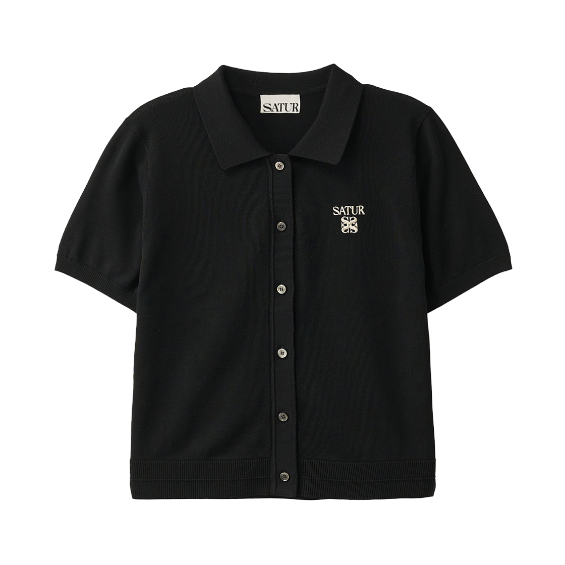 세터 우먼 칼라 하프 니트 가디건 블랙