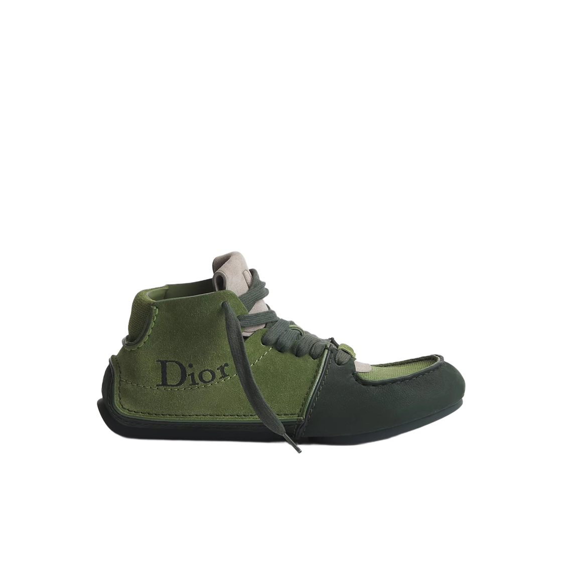 3BO397ACO-H632 Dior Lodi Lace-Up Boot Nubuck & Suede Calfskin Green