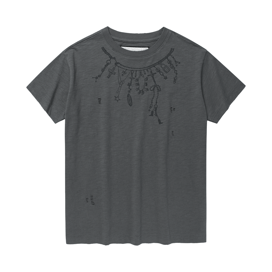더바이닐하우스 넥크리스 빈티지 슬럽 티셔츠 차콜(Thevinylhouse Necklace Vintage Slub Tee Charcoal) - 1