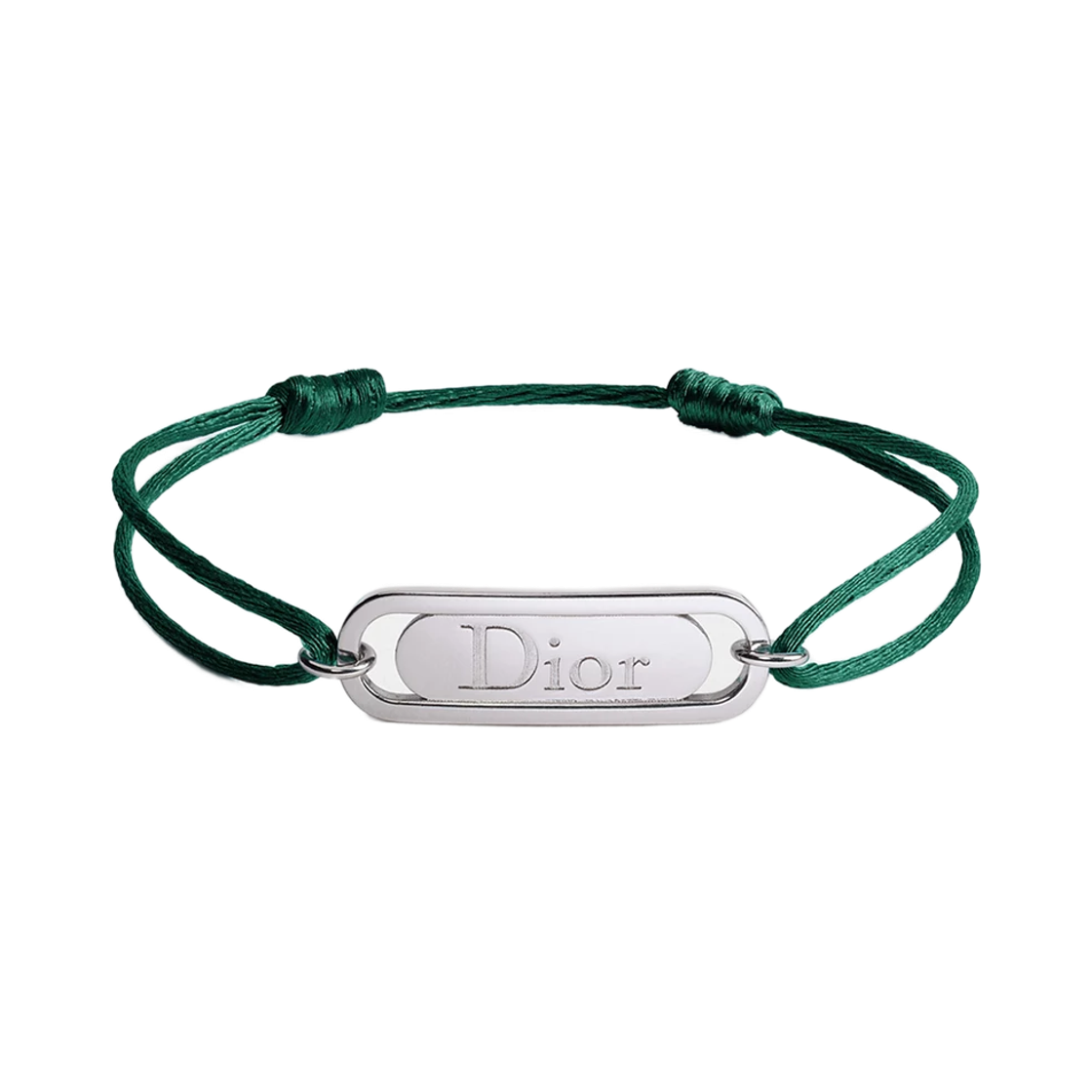 디올 링크 브레이슬릿 코드 & 실버 피니쉬 브래스 딥 그린(Dior Link Bracelet Cord & Silver Finish Brass Deep Green) - 1