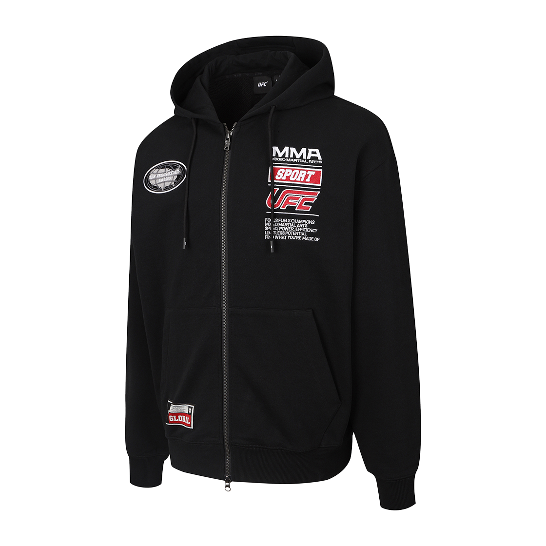 유에프씨 스포츠 챔프 스폰 오버핏 후드 집업 블랙 U2HDX1306BK(UFC SPORT Champ Spon Oversized Fit Hoodie Zip-Up Black) - 2