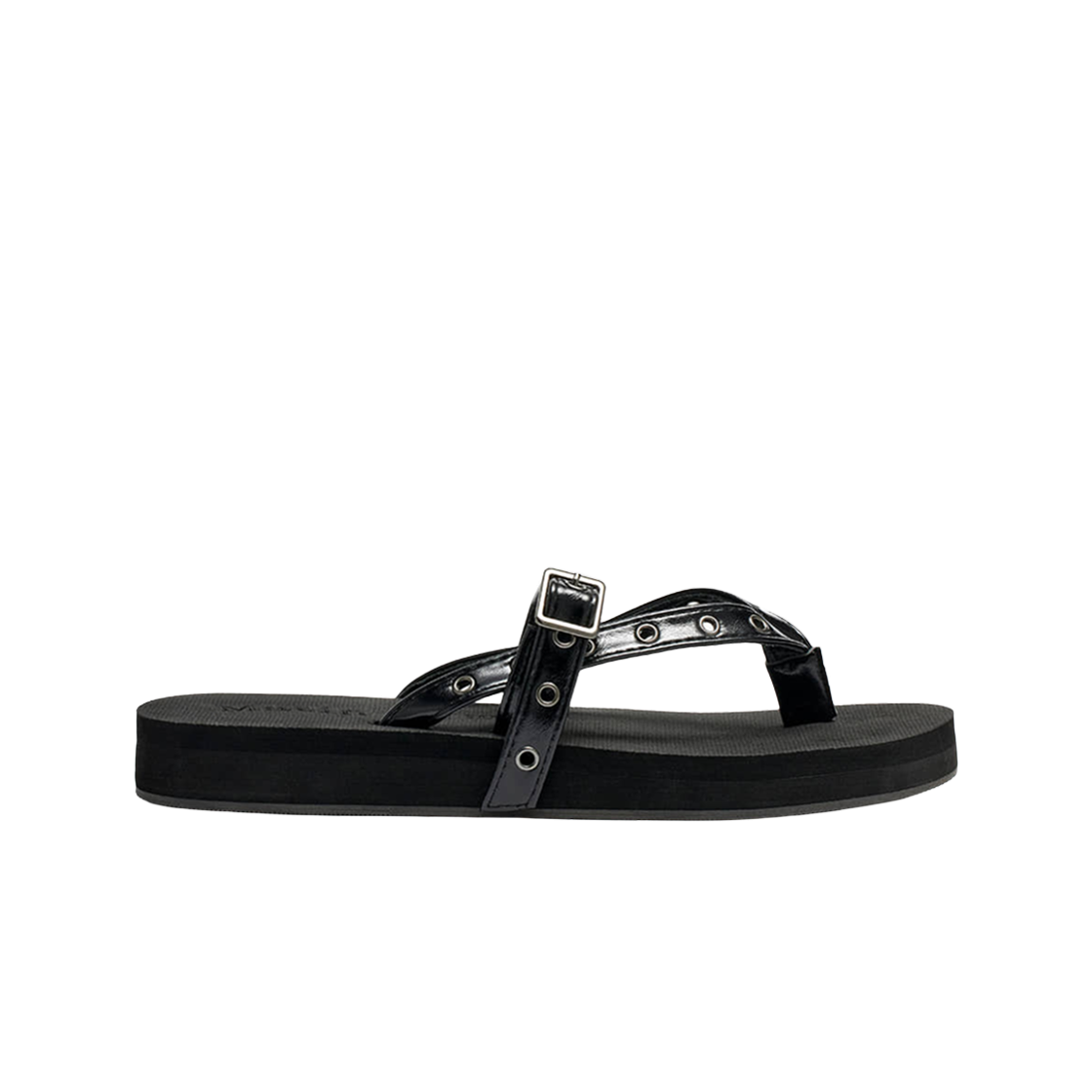 (W) 마뗑킴 버클 아일렛 샌들 블랙((W) Matin Kim Buckle Eyelet Sandal Black)