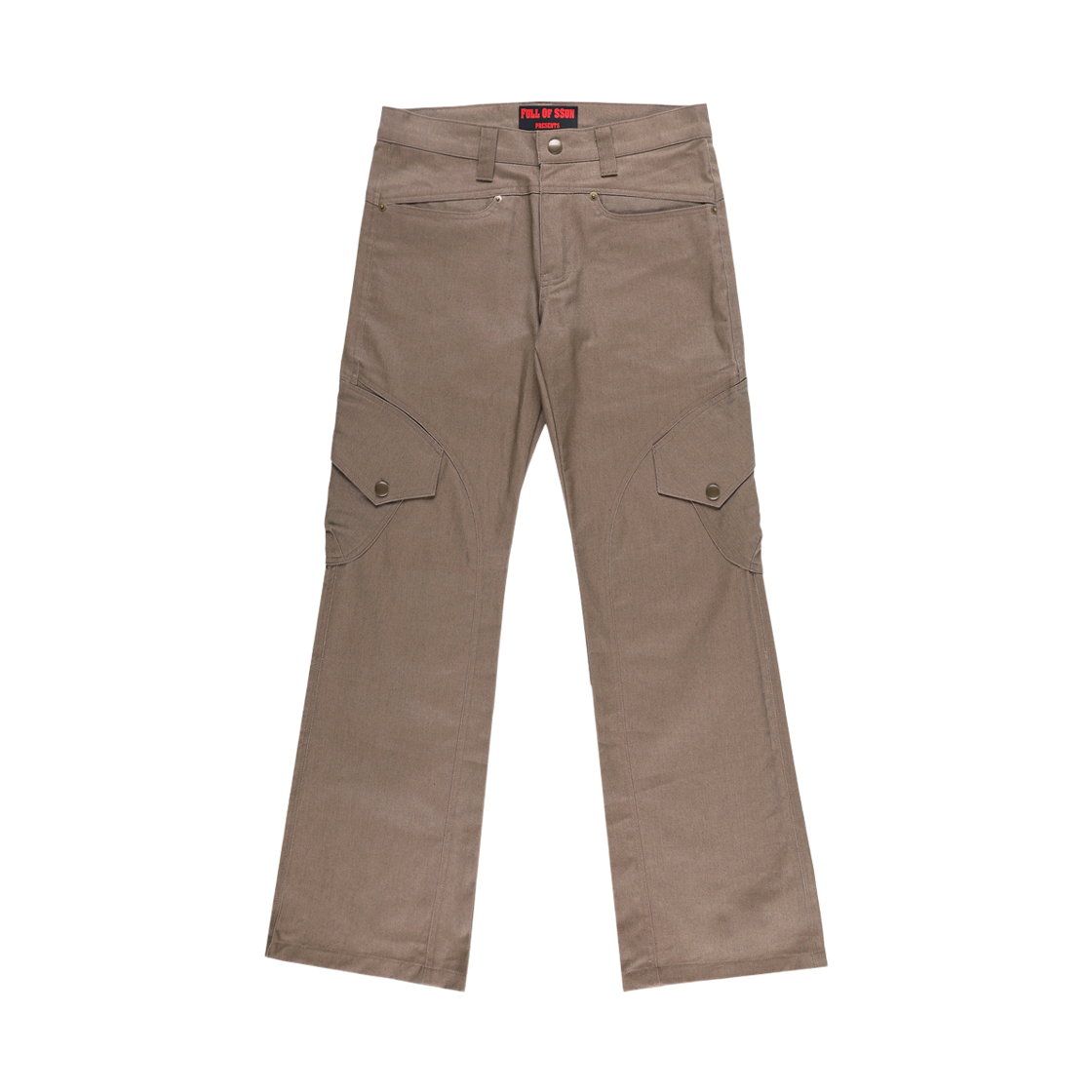 191260129 Full of Ssun Curve Panel Flare Cargo Pants Brown