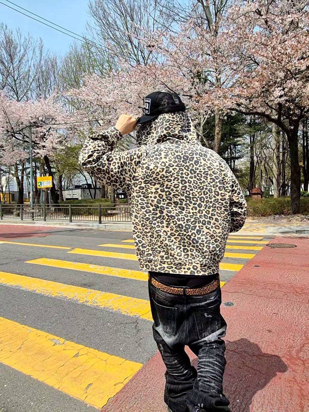 Undermycar Calf Hair Module Belt Strap Yellow Cheetah 착용 스타일 - 1