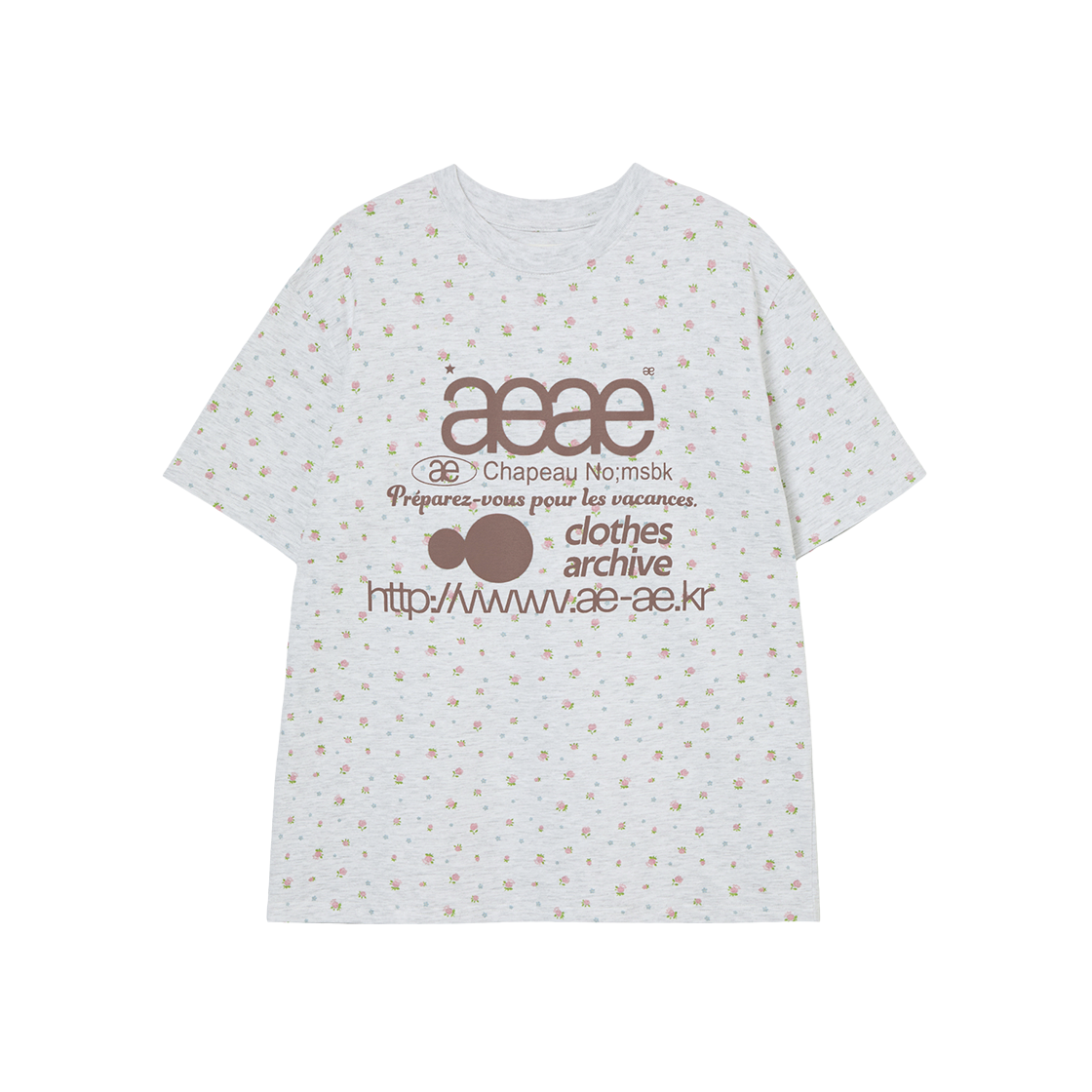 [예약 배송] 에이이에이이 웹 로고 플라워 티셔츠 라이트 그레이([예약 배송] AEAE Web Logo Flower T-Shirts Light Grey)