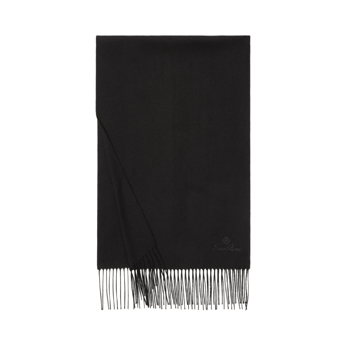 FAP1950-8000 Loro Piana Leggera Grande Unita Cashmere Scarf Black